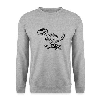 Dinosaur Skateboard Drôle d’idée cadeau - Sweat-shirt Unisexe - gris chiné - Devant - Alina (178cm) & Michal (187cm)
