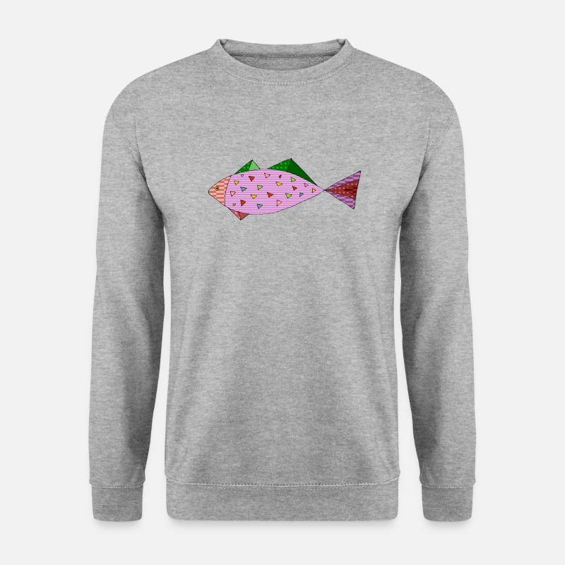 Fisch - Unisex Pullover - Weißgrau meliert
