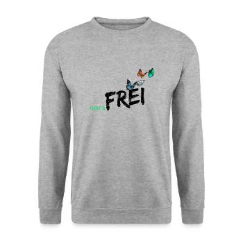 narzfrei schwarz - Unisex Pullover - Weißgrau meliert - Vorne - Alina (178cm) & Michal (187cm)