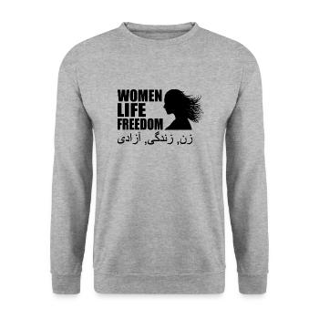 Women life freedom - Unisex Pullover - Weißgrau meliert - Vorne - Alina (178cm) & Michal (187cm)