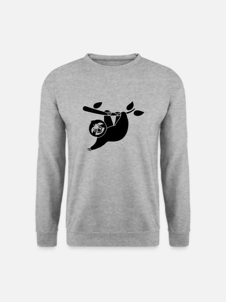Cartoon Faultier - Tolles Design - Unisex Pullover - Weißgrau meliert