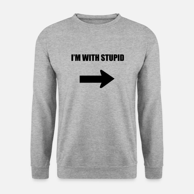 Ich bin mit dumm - schwarz - Unisex Pullover - Weißgrau meliert