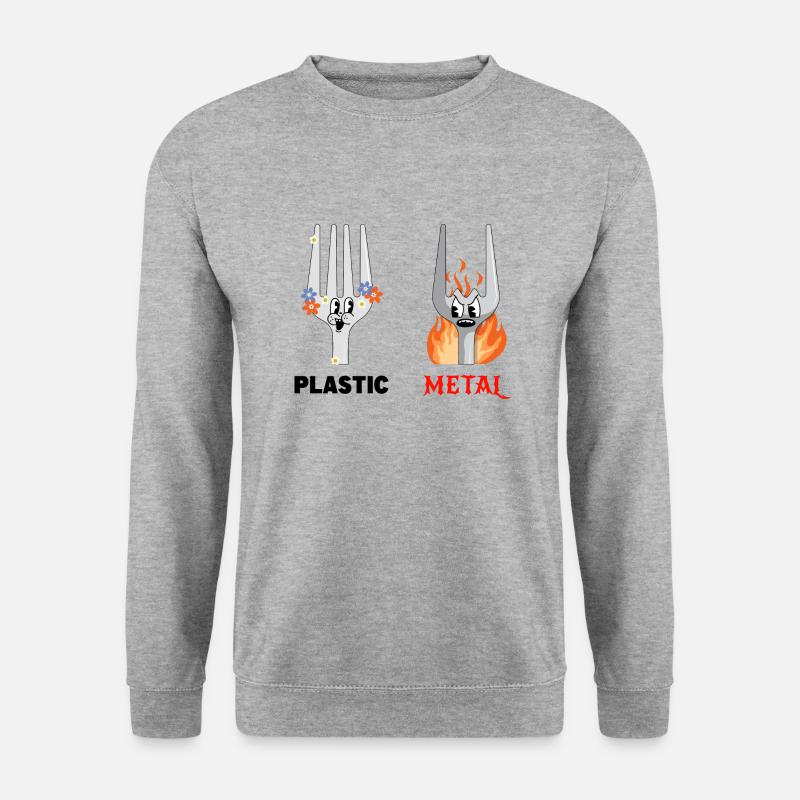Gabel Plastic Metal Musik - Unisex Pullover - Weißgrau meliert