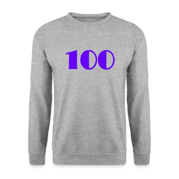 100. 100 ANS. 100e ANNIVERSAIRE. ANNIVERSAIRE - Sweat-shirt Unisexe - gris chiné - Devant - Alina (178cm) & Michal (187cm)