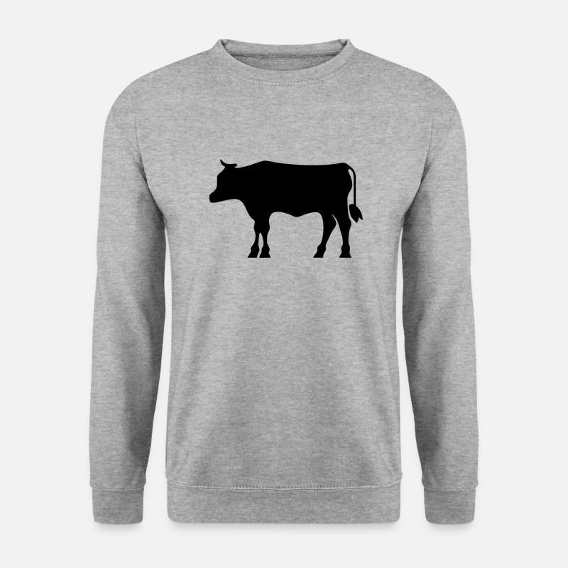 Einfaches Kuh-Symbol - Unisex Pullover - Weißgrau meliert