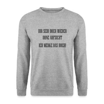 Ohne Aufsicht - Unisex Pullover - Weißgrau meliert - Vorne - Alina (178cm) & Michal (187cm)