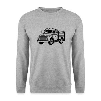 Lkw - Unisex Pullover - Weißgrau meliert - Vorne - Alina (178cm) & Michal (187cm)
