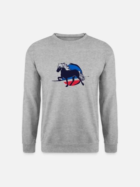 Islandpferd Reiter Grafik Pferd Reiten - Unisex Pullover - Weißgrau meliert