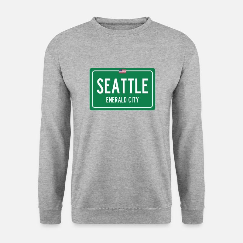 Ortsschild in Seattle - Unisex Pullover - Weißgrau meliert