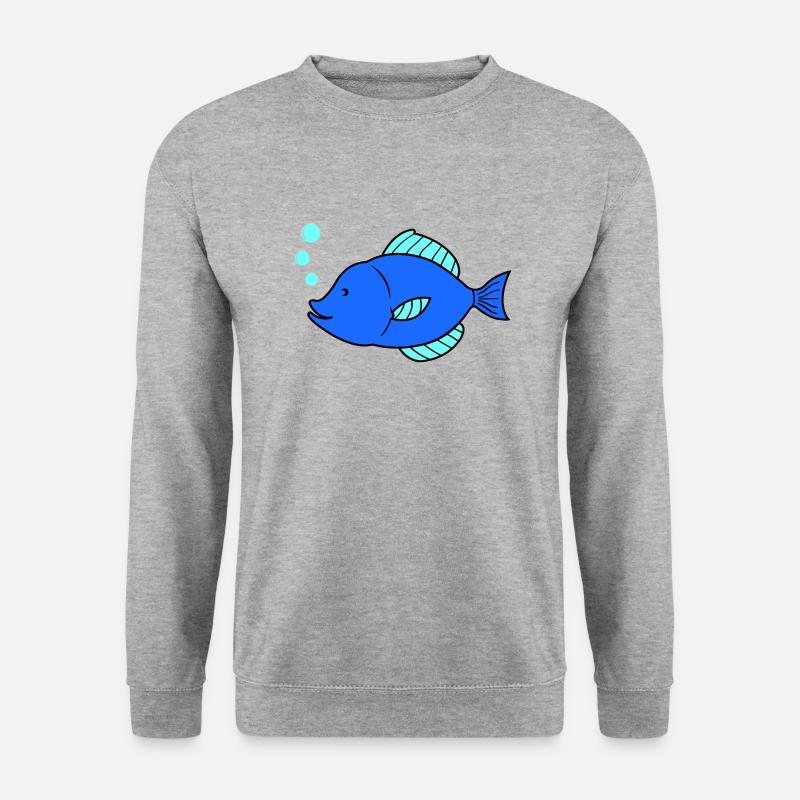 fisch comic - Unisex Pullover - Weißgrau meliert