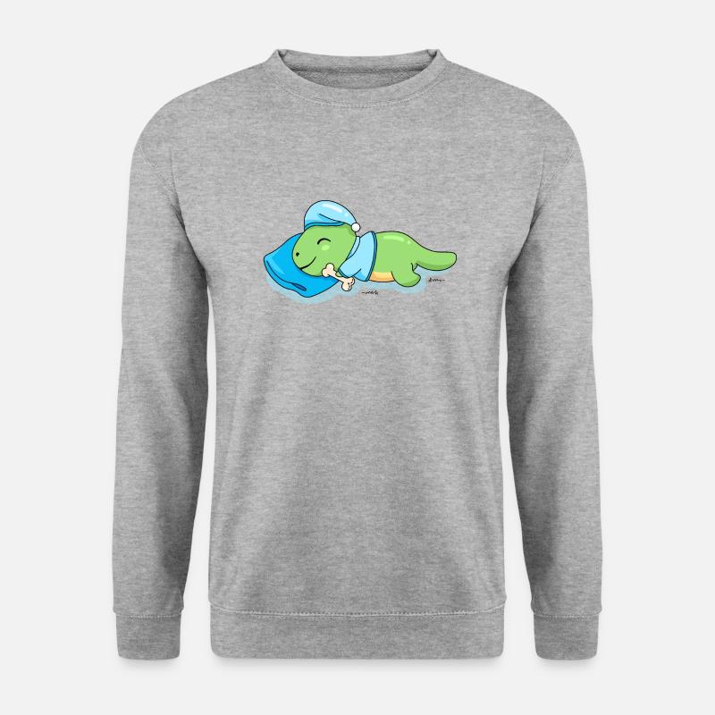 Schlafender Dinosaurier - Unisex Pullover - Weißgrau meliert