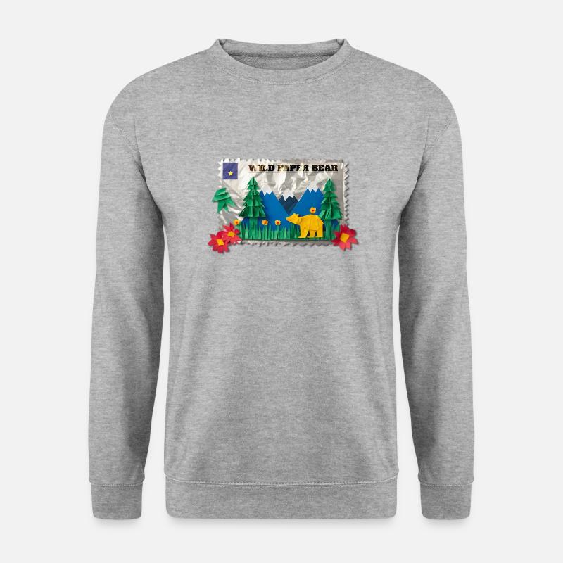 Wilder Papierbär - Unisex Pullover - Weißgrau meliert