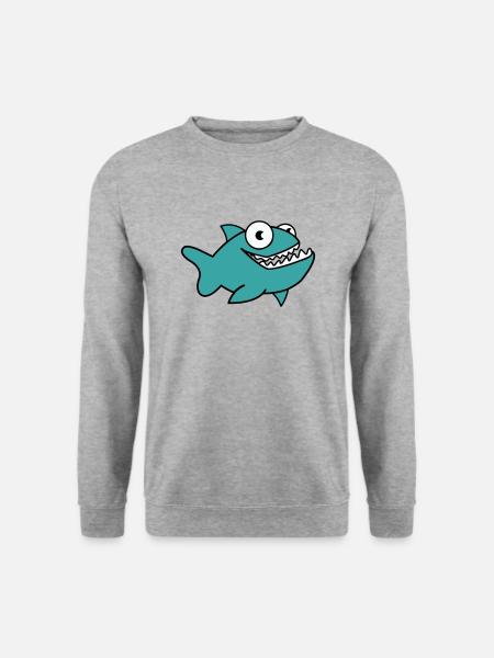 piranha 02 - Unisex Pullover - Weißgrau meliert
