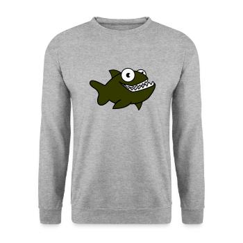 Piranha 01 - Unisex Sweatshirt - salt & pepper - Front - Alina (178cm) & Michal (187cm)