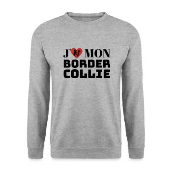 J aime mon border collie - Sweat-shirt Unisexe - gris chiné - Devant - Alina (178cm) & Michal (187cm)