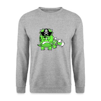 Triceratops Stegosaurus 2 Dinosaure Pirate Dino - Sweat-shirt Unisexe - gris chiné - Devant - Alina (178cm) & Michal (187cm)