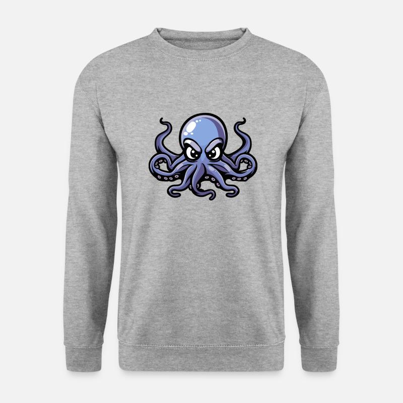 Oktopus Comic - Unisex Pullover - Weißgrau meliert