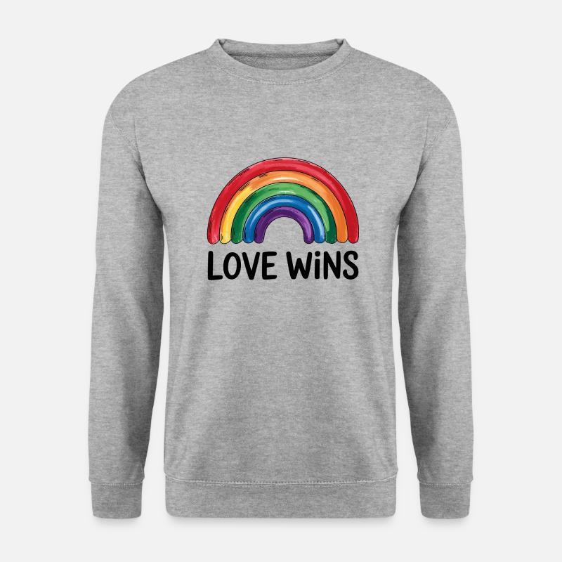 Love Graphic Love gewinnt Rainbow - Unisex Pullover - Weißgrau meliert