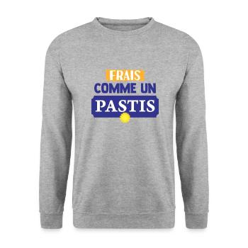 Frais comme un pastis Homme Beauf Humour Apéro - Sweat-shirt Unisexe - gris chiné - Devant - Alina (178cm) & Michal (187cm)