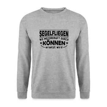 segelfliegen, wo motorkraft durch können ersetzt w - Unisex Pullover - Weißgrau meliert - Vorne - Alina (178cm) & Michal (187cm)