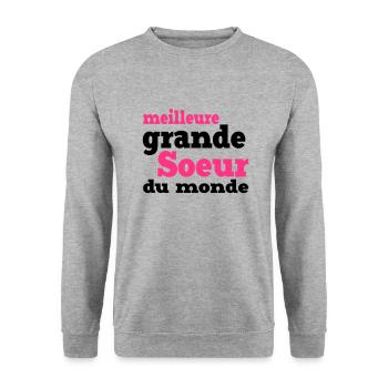 meilleure grande soeur du monde - Sweat-shirt Unisexe - gris chiné - Devant - Alina (178cm) & Michal (187cm)