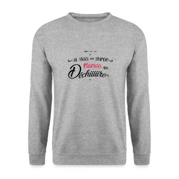 Je suis une super maman qui dechire - Sweat-shirt Unisexe - gris chiné - Devant - Alina (178cm) & Michal (187cm)