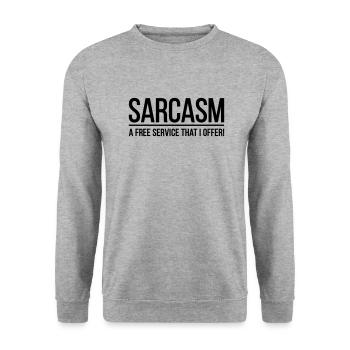 Sarcasm A Free Service Th - Unisex Pullover - Weißgrau meliert - Vorne - Alina (178cm) & Michal (187cm)