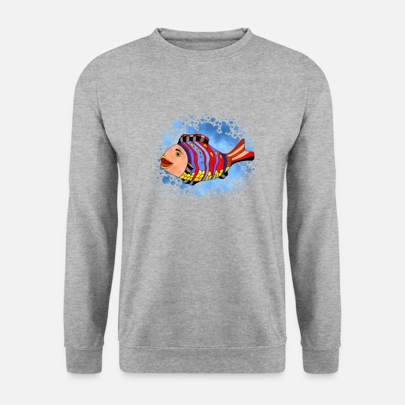 Fisch - Unisex Pullover - Weißgrau meliert
