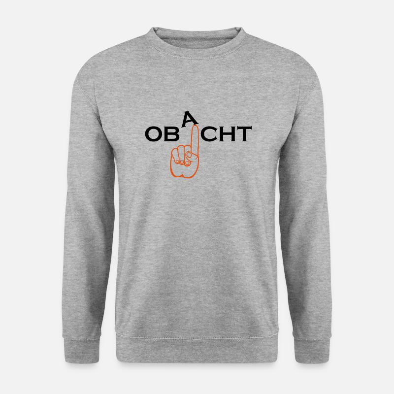 Obacht Achtung Finger - Unisex Pullover - Weißgrau meliert