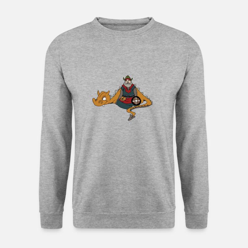 Wikinger Drache - Unisex Pullover - Weißgrau meliert
