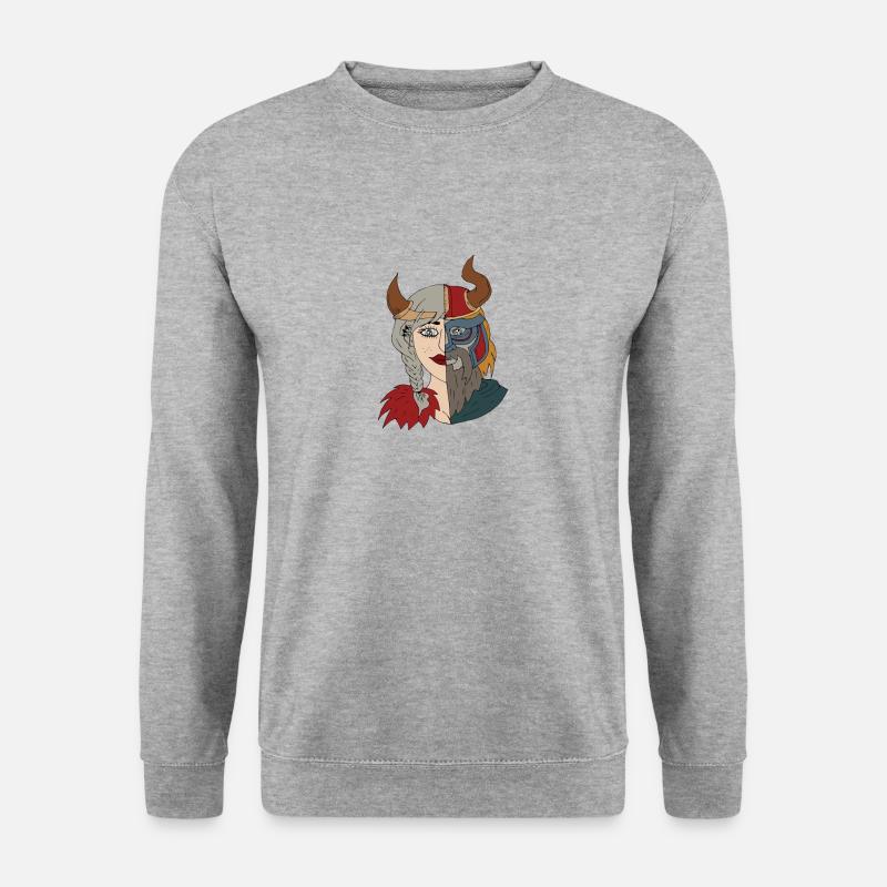 Wikinger Schildmaid Odin - Unisex Pullover - Weißgrau meliert
