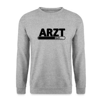 Arzt // Ärztin // Mediziner // Dr Doktorin Doktor - Unisex Pullover - Weißgrau meliert - Vorne - Alina (178cm) & Michal (187cm)