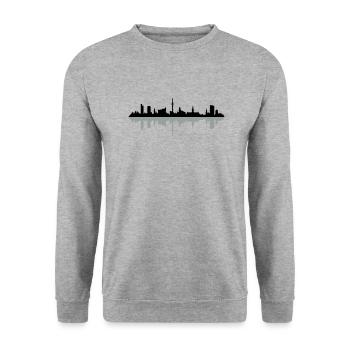 Skyline Hamburg Schatten - Unisex Pullover - Weißgrau meliert - Vorne - Alina (178cm) & Michal (187cm)