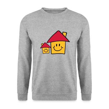 Süße Papa Mama Kind Haus Familie - Unisex Pullover - Weißgrau meliert - Vorne - Alina (178cm) & Michal (187cm)