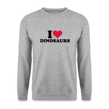 I love Dinosaurs - Sweat-shirt Unisexe - gris chiné - Devant - Alina (178cm) & Michal (187cm)