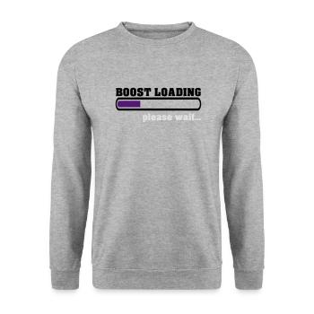Boost Loading Please Wait - Unisex Pullover - Weißgrau meliert - Vorne - Alina (178cm) & Michal (187cm)
