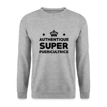 Puériculture / Puéricultrice / Bébé / Maternelle - Sweat-shirt Unisexe - gris chiné - Devant - Alina (178cm) & Michal (187cm)