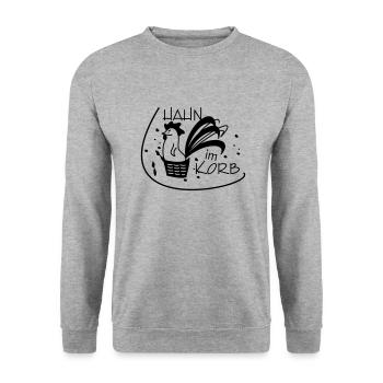 Hahn im Korb - Unisex Pullover - Weißgrau meliert - Vorne - Alina (178cm) & Michal (187cm)
