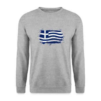 Greece Flag - Unisex Pullover - Weißgrau meliert - Vorne - Alina (178cm) & Michal (187cm)