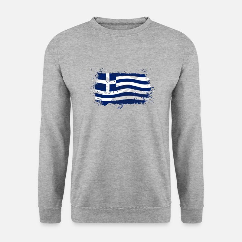 Greece Flag - Unisex Pullover - Weißgrau meliert