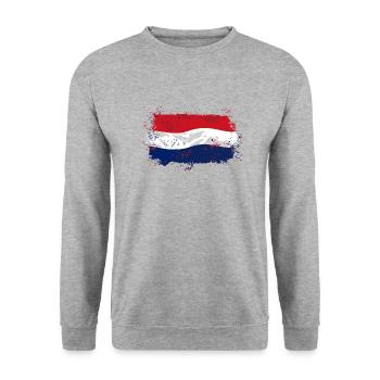 Holland Flag - Unisex Pullover - Weißgrau meliert - Vorne - Alina (178cm) & Michal (187cm)