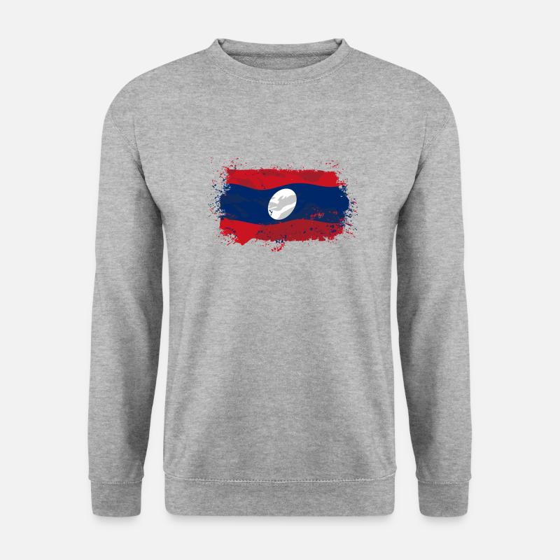 Laos Flag - Unisex Pullover - Weißgrau meliert