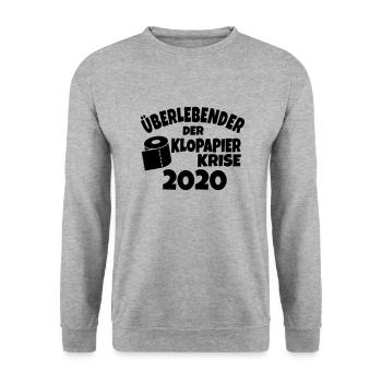 Überlebender der KLOPAPIER KRISE 2020 - Unisex Pullover - Weißgrau meliert - Vorne - Alina (178cm) & Michal (187cm)