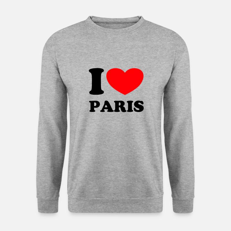I love Paris, Ich liebe Paris - Unisex Pullover - Weißgrau meliert