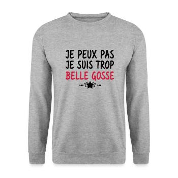 je peux pas je suis trop belle gosse - Sweat-shirt Unisexe - gris chiné - Devant - Alina (178cm) & Michal (187cm)