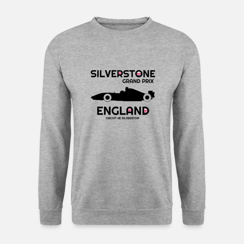 Silverstone, , England, britische Flagge - Unisex Pullover - Weißgrau meliert