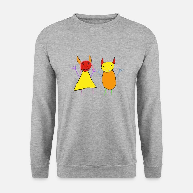 Teufel Paar - Devil Bunt - Monster - Unisex Pullover - Weißgrau meliert