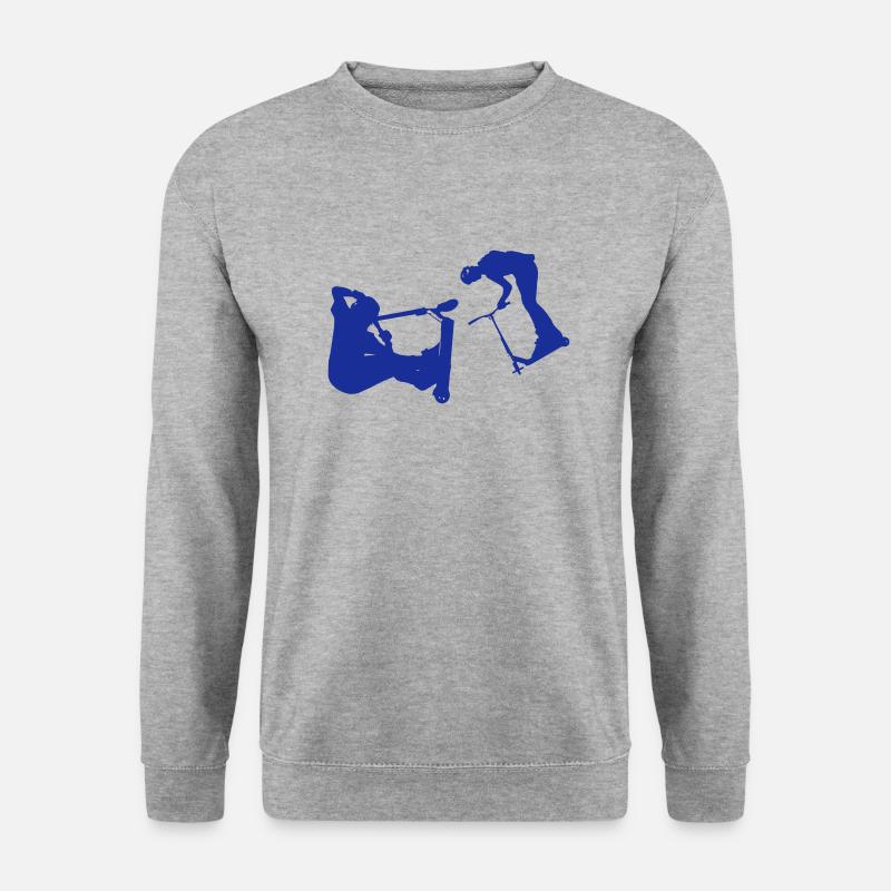 Stunt Scooter Rider in Action Teamrider BLUE - Unisex Pullover - Weißgrau meliert