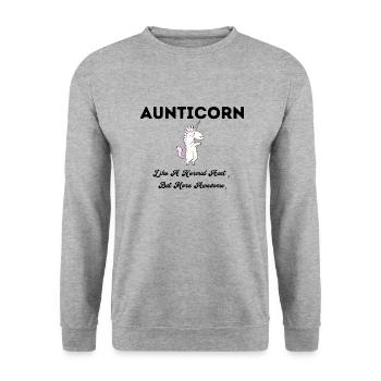 aunticorn like a normal aunt but more awesome - Unisex Sweatshirt - salt & pepper - Front - Alina (178cm) & Michal (187cm)