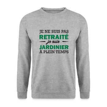 je ne suis pas retraité je suis jardinier - Sweat-shirt Unisexe - gris chiné - Devant - Alina (178cm) & Michal (187cm)